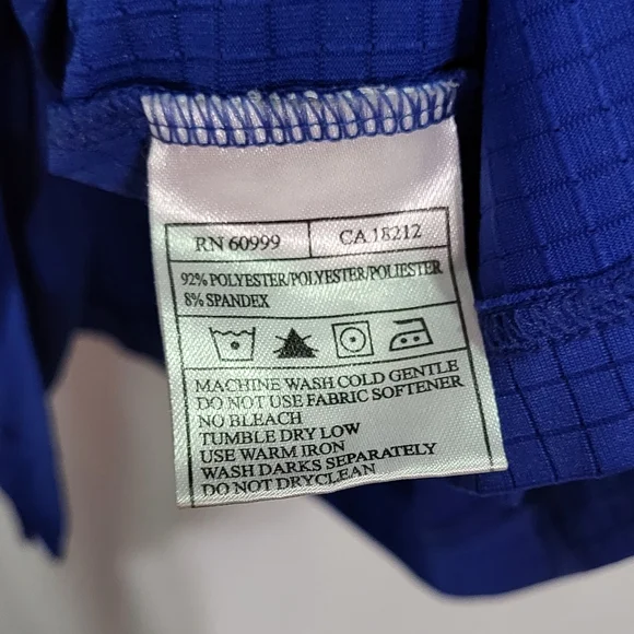 Antigua Men's Cobalt Blue Logo Windowpane 3 Button Polo Shirt Size Medium EUC - Picture 6 of 6